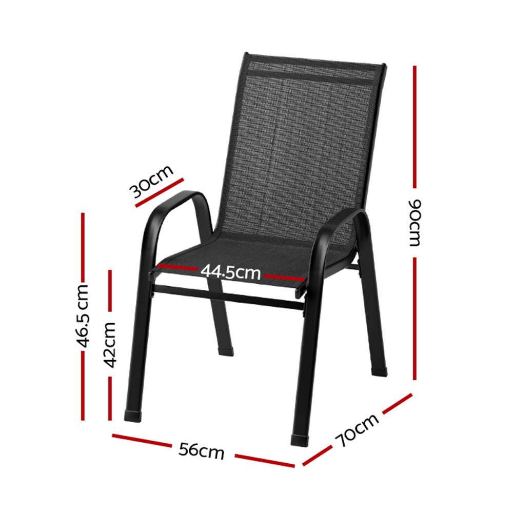 Gardeon 6PC Outdoor Dining Chairs Stackable Lounge Chair Patio Furniture Black — image 2