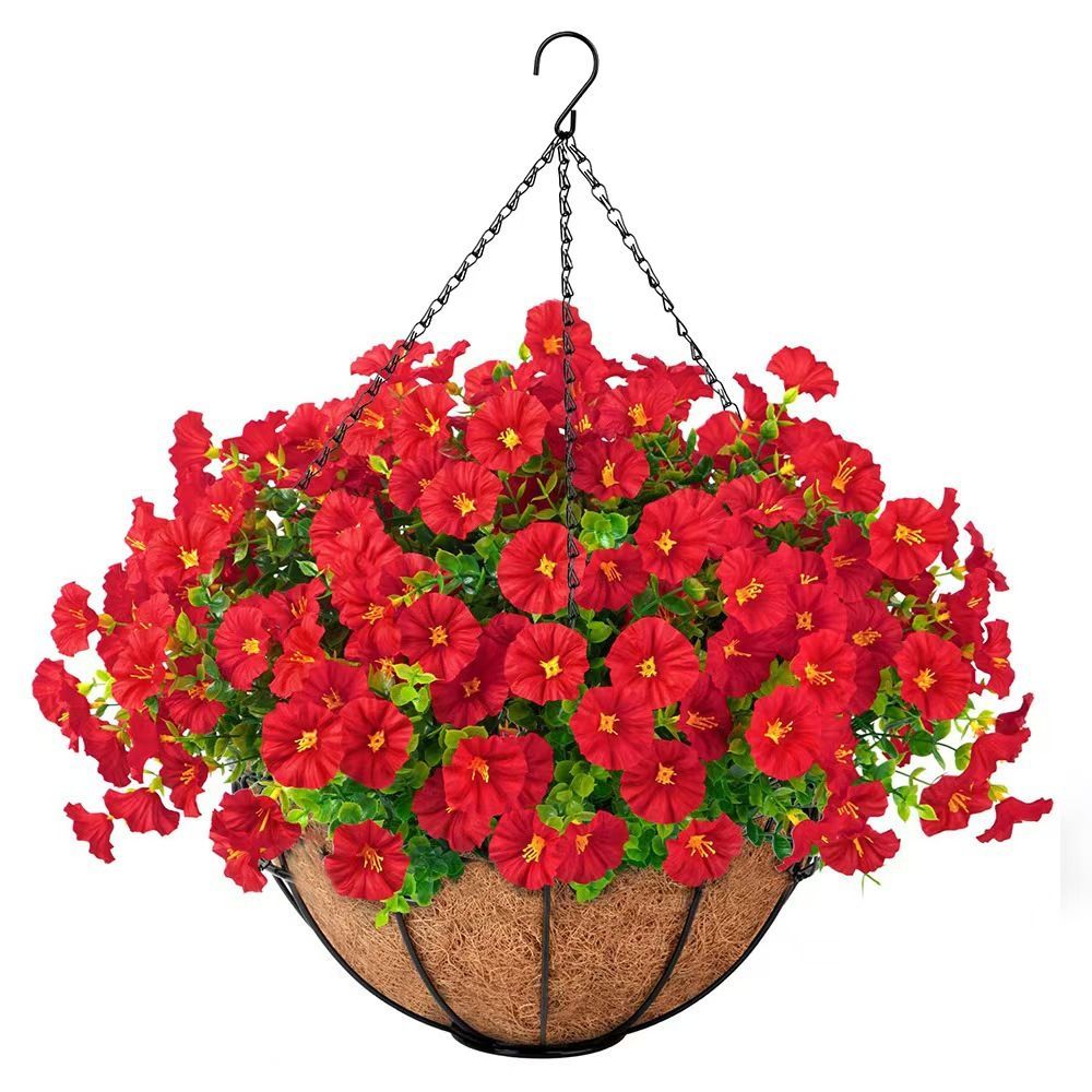 Artificial Petunia Hanging Flower Arrangement Red White Blue Flowers Outdoor - Multi-color - Size 11 โ image 6
