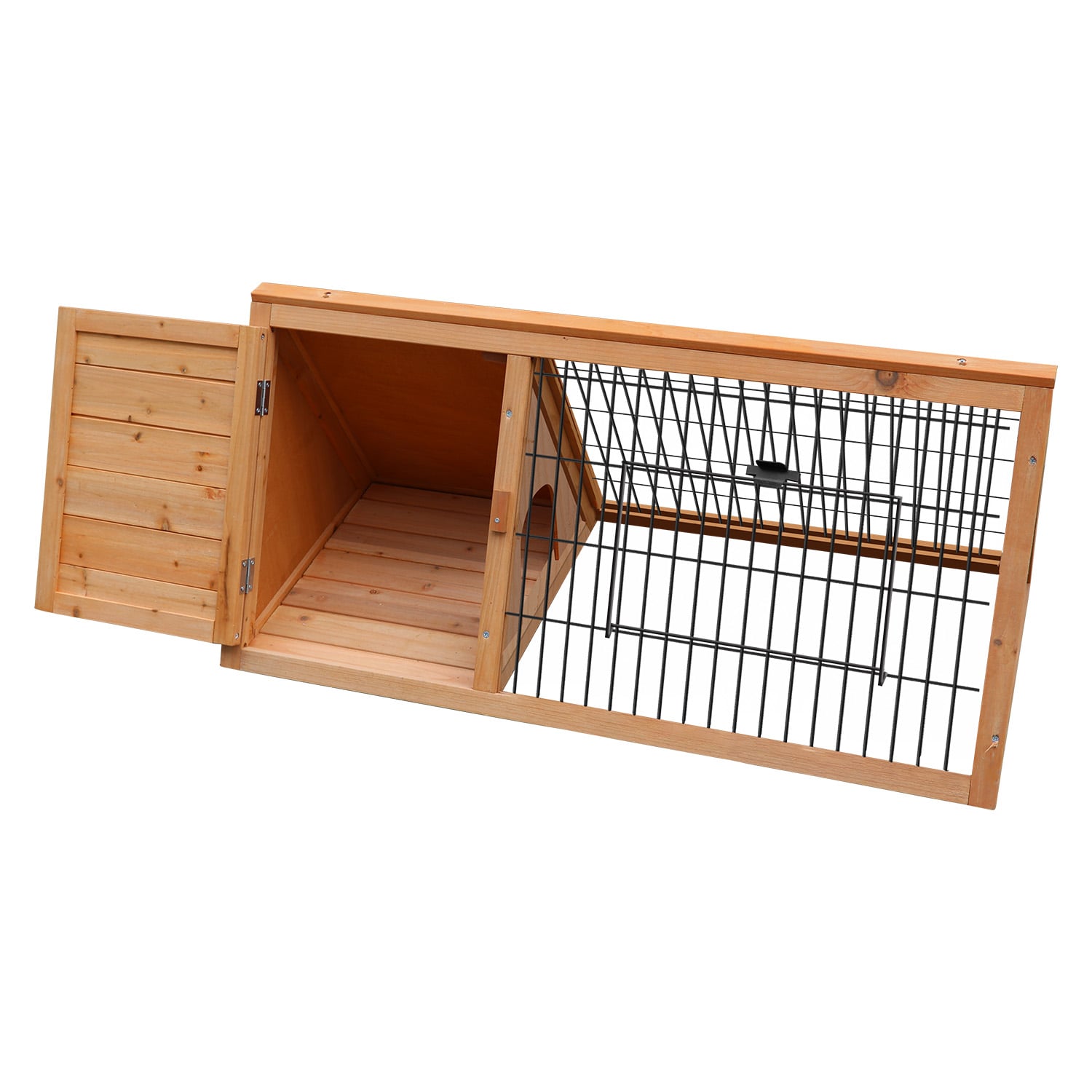 Furtastic Triangle Wooden Rabbit Hutch Outdoor A-Frame Bunny Cage Small Animal Enclosure Fir Wood Pet House — image 3