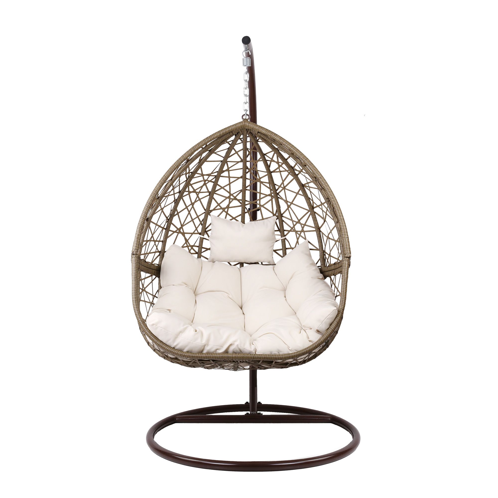 Gardeon Outdoor Egg Swing Chair Wicker Rattan Furniture Pod Stand Cushion Latte — image 3