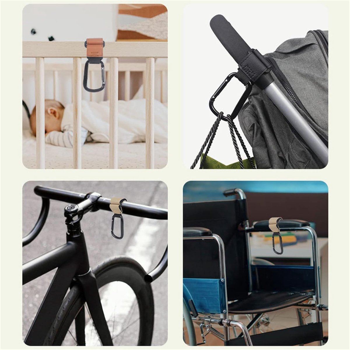 Hanging hook Carabiner hooks - shopping bags Mommy - Bag hook Bag clip for outdoor travel - 5 pieces — image 3