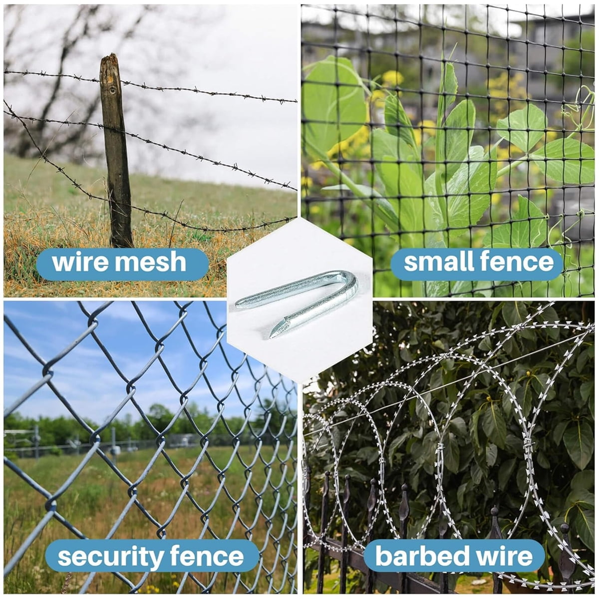 U Fence Staples,100 Pcs 0.8 x 0.5in Galvanized U Shaped Nails,Steel Wire Fencing Staples,Heavy Duty Staples Fencing Staples,U Nails for Wood Fencing Barbwire — image 6