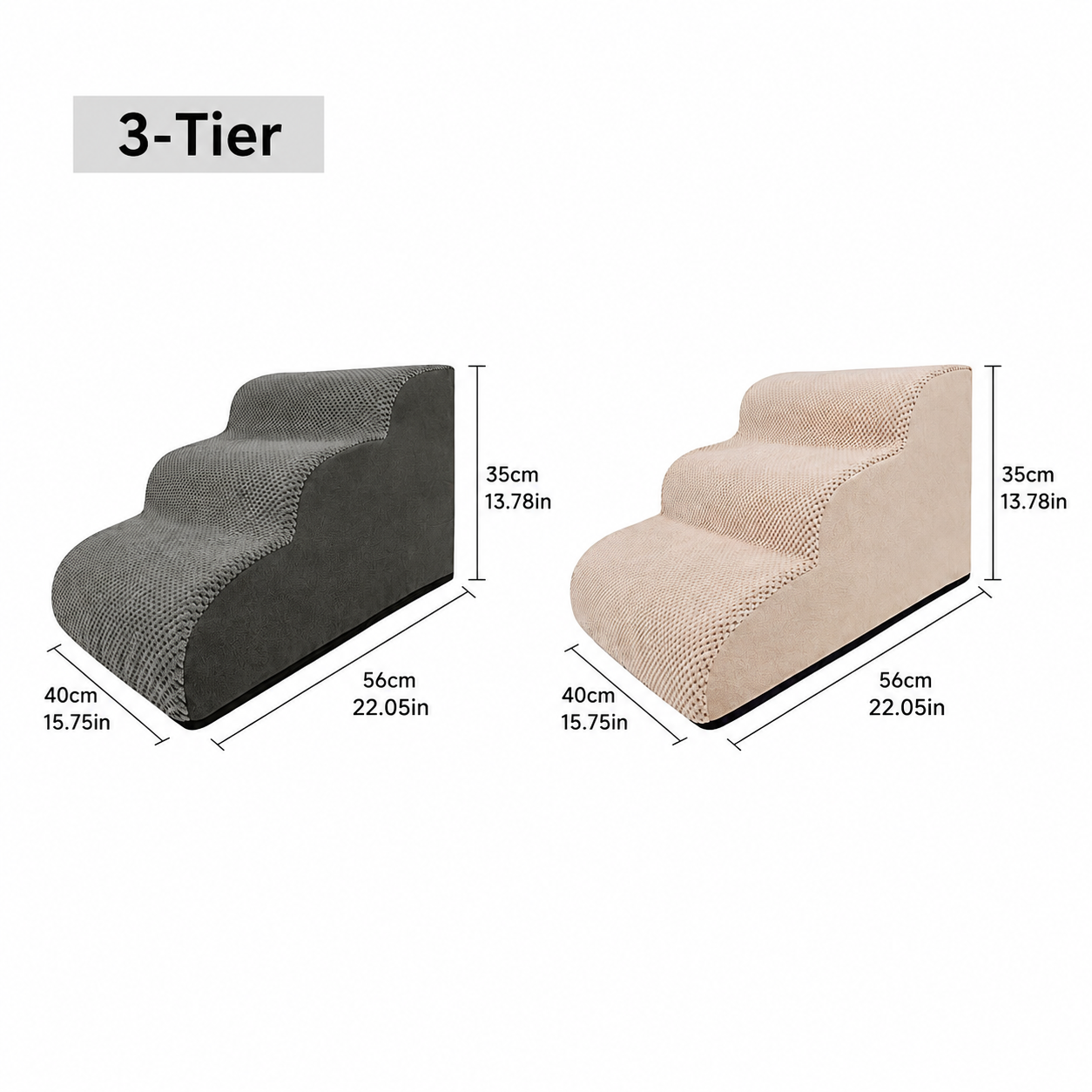 Orthopedic Foam Pet Stairs with Washable Cover – Safe 2, 3, & 4 Tier Dog Ramp for Bed & Couch Access, Gentle Slope for Puppies, Small Breeds, and Senior Pets — image 3