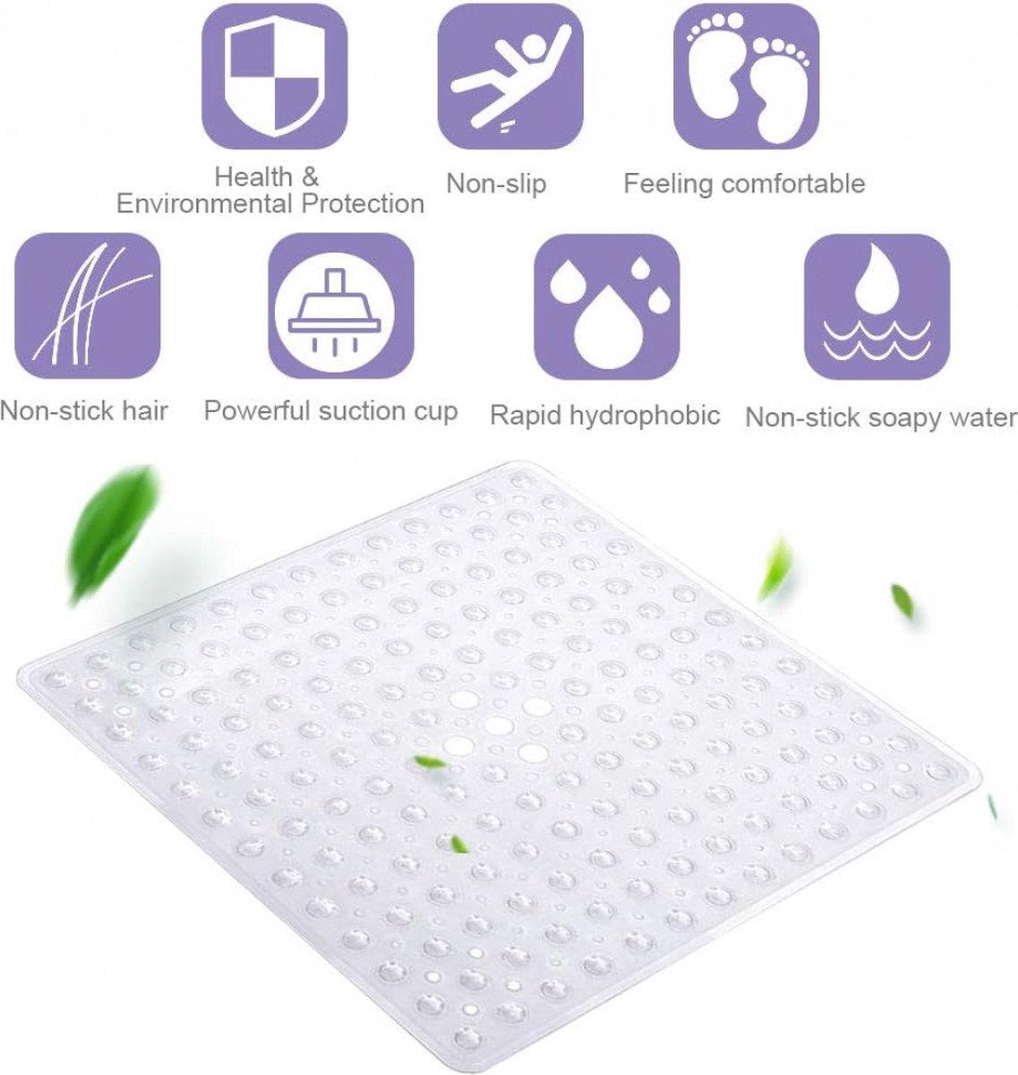 Non-Slip Shower Mat / Bath Mat Transparent With Suction Cups - 53 x 53 Cm - Non-Slip Shower Mat - Bathroom Mat - Anti-Slip Shower Cabin Mat - Mat for the Bath — image 2
