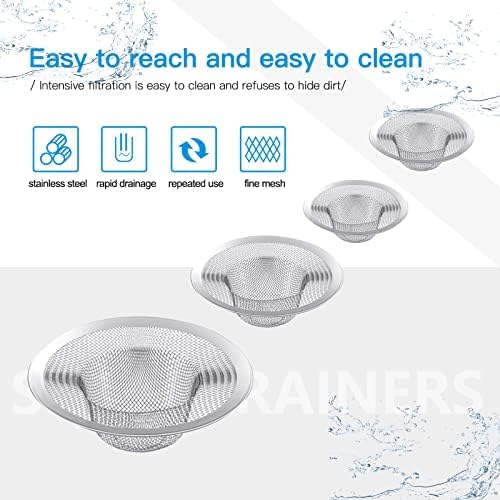 4PCS Heavy Duty Stainless Steel Sink Strainer,Sink Basket Set, Fits Most Kitchen Sinks 4.5'', Bathroom Sinks 2.75'',Shower Drains — image 4