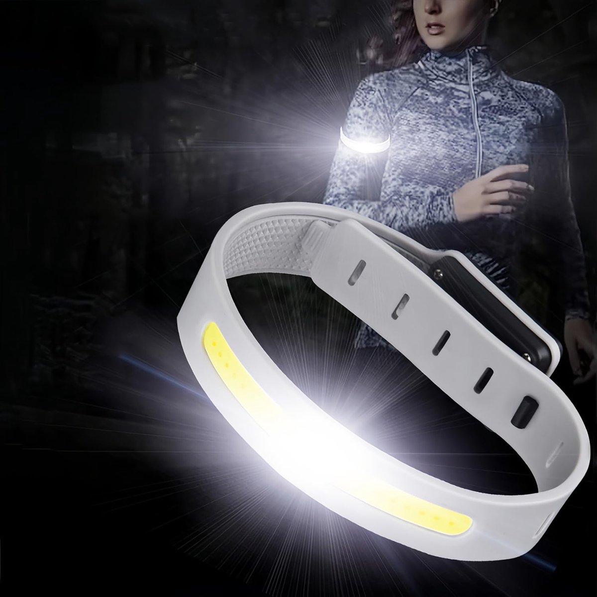 Lamp - Running Lamp - Bicycle Lamp - With reflective arm and wrist strap - 3 light modes - Rechargeable - Flashing outdoor lamp, a safe choice for running — image 5