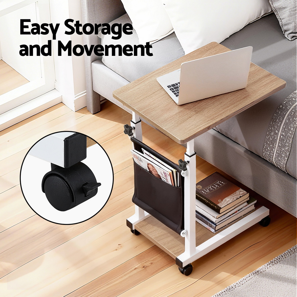 Artiss Laptop Desk Height Adjustable Mobile Workstation Computer Desks 48CM Oak โ image 6