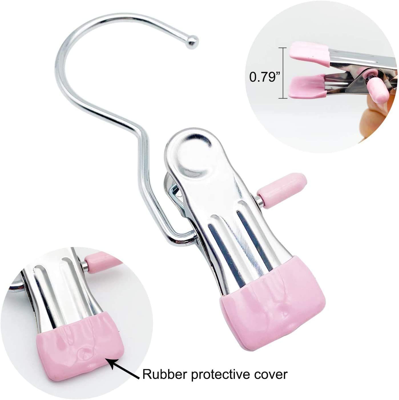 6 PCS Rustless Clips Space-Saving Clothes Peg Laundry Hook Hanging Portable Heavy Duty Clothes Pin Bras Socks Bath Towel Pink — image 5
