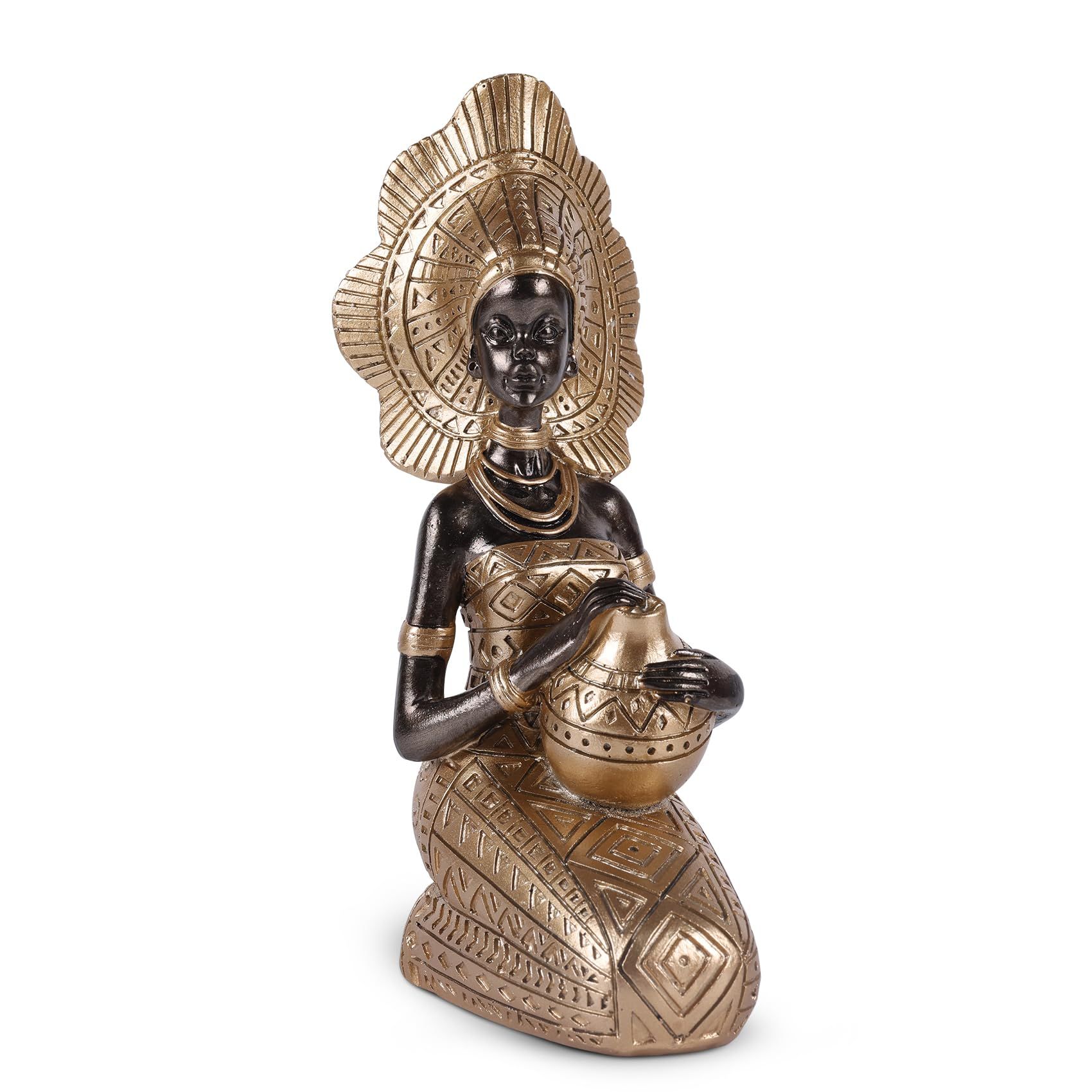 Unique African Lady Statues with Rich Tribal Essence,Sculptures for Home Decor,Weddings and Holidays,Exquisite Handcrafted