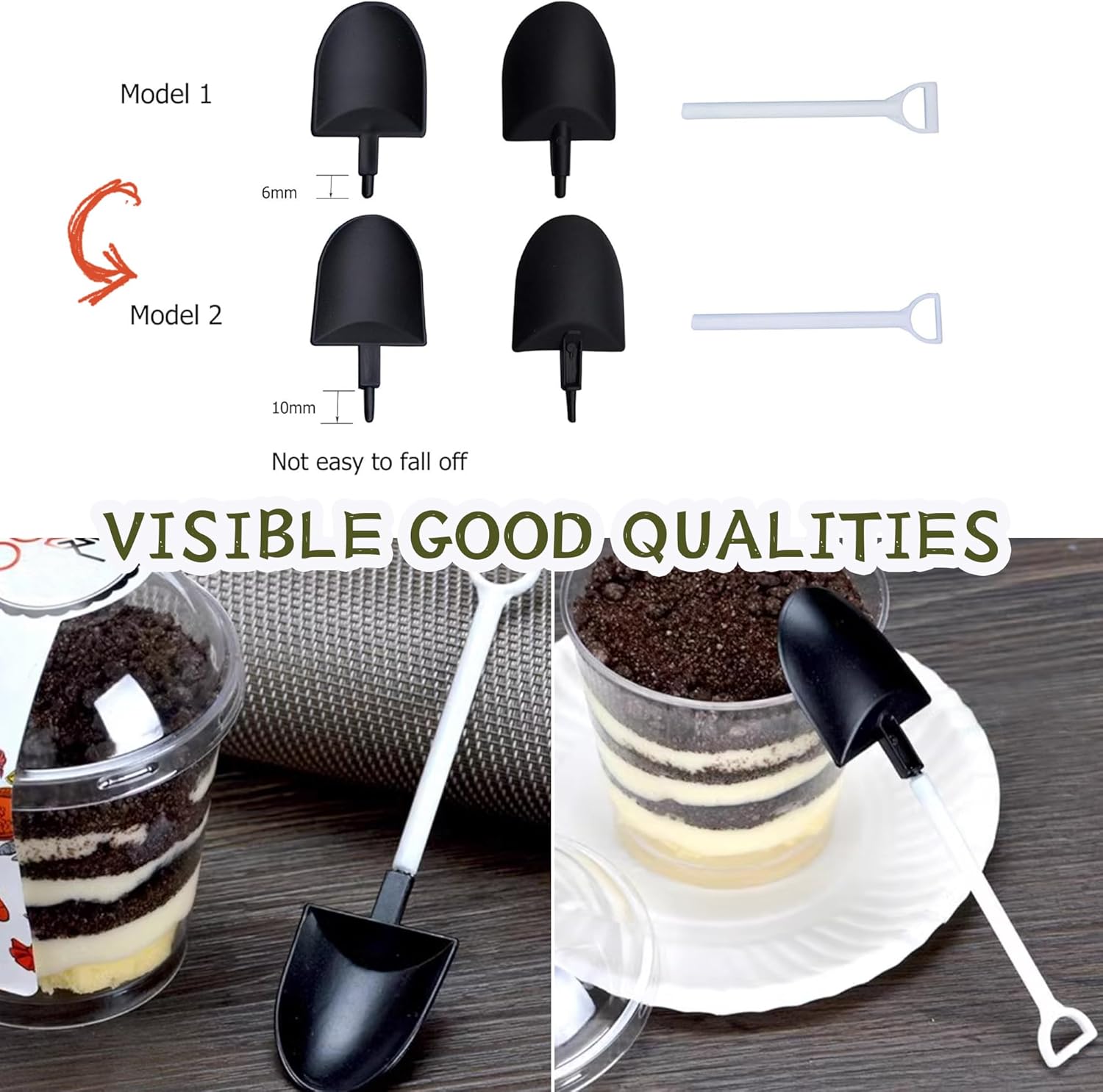 oxe Novelty Mini Shovel Shape Spoons Cute Disposable Plastic Dessert Spoons,Set of 50 (model 2) — image 3