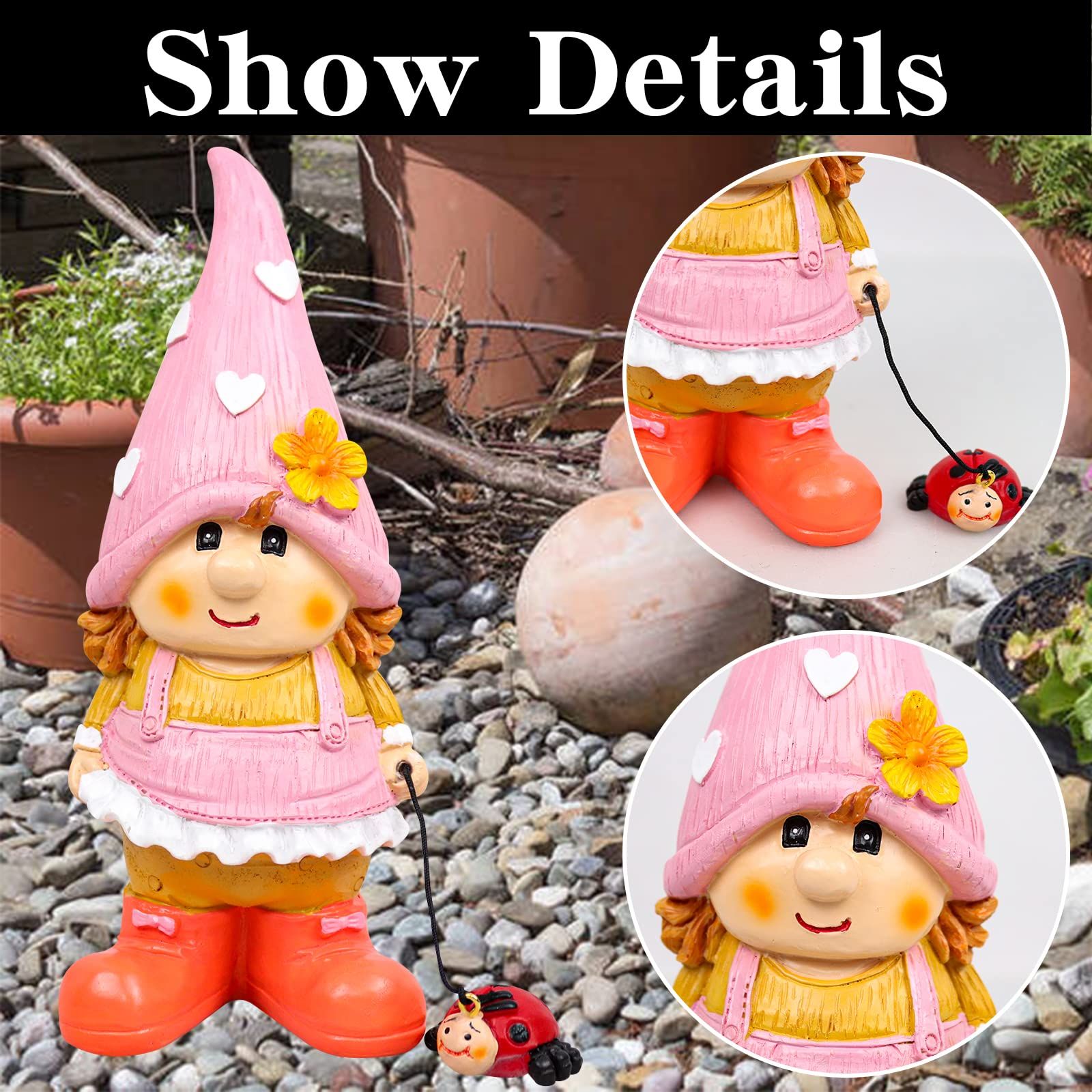 Garden Gnome Outdoor Decoration Statue Naughty Couple Sculpture Decor for Indoor Lawn Yard Patio Ornaments Resin (Gnome Girl) — image 2