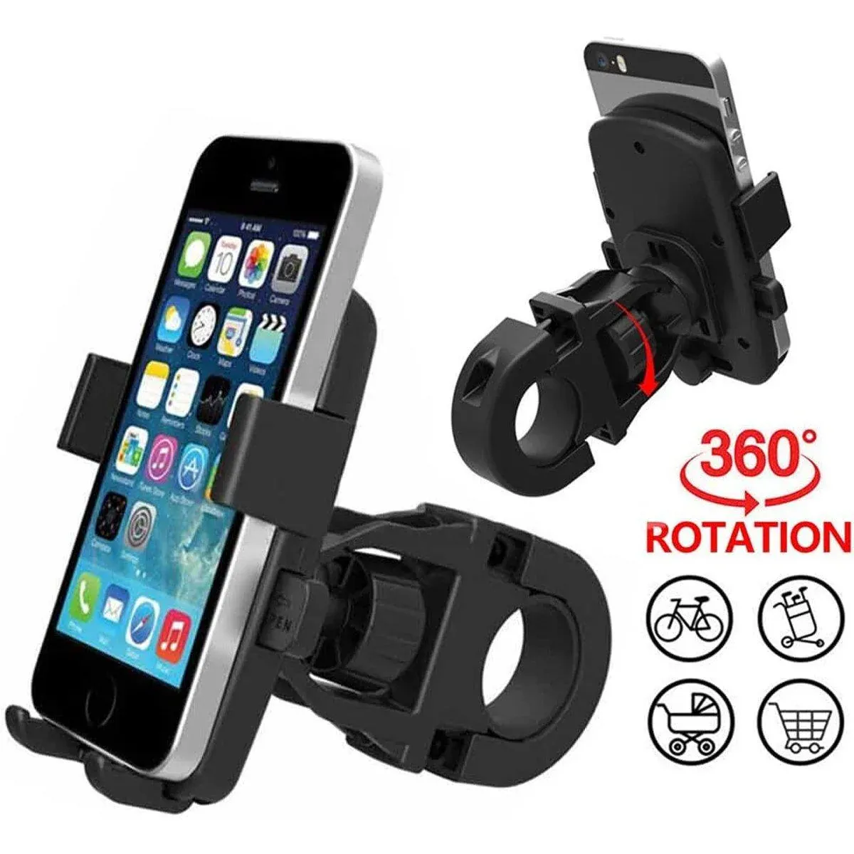 360 Degree Rotation Phone Holder Handlebar Mount for Motorcycle and Bicycle — image 3