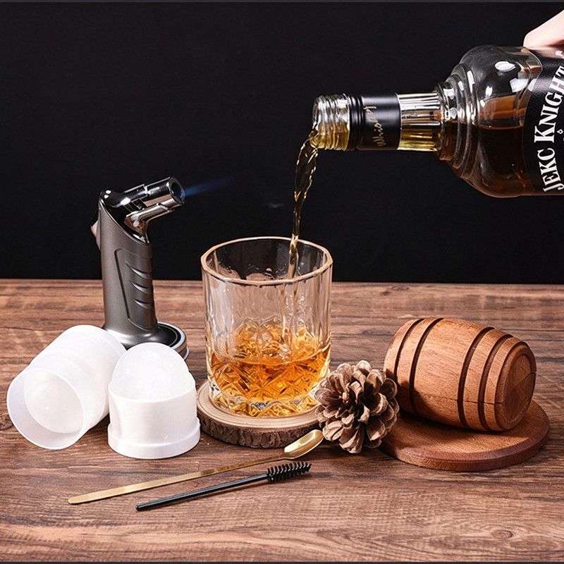 Cocktail Smoker Kit with Wood Chips, Whiskey Drink Smoker Gift Box, Old Fashioned Glasses, Spherical Ice Molds, Complete Home Bar Accessory Set — image 3