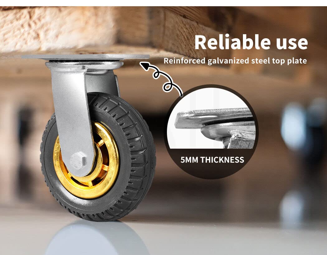 4X 6" / 150mm Heavy Duty Swivel Caster Wheels Castor 1000KG Load,2 with Brakes โ image 3