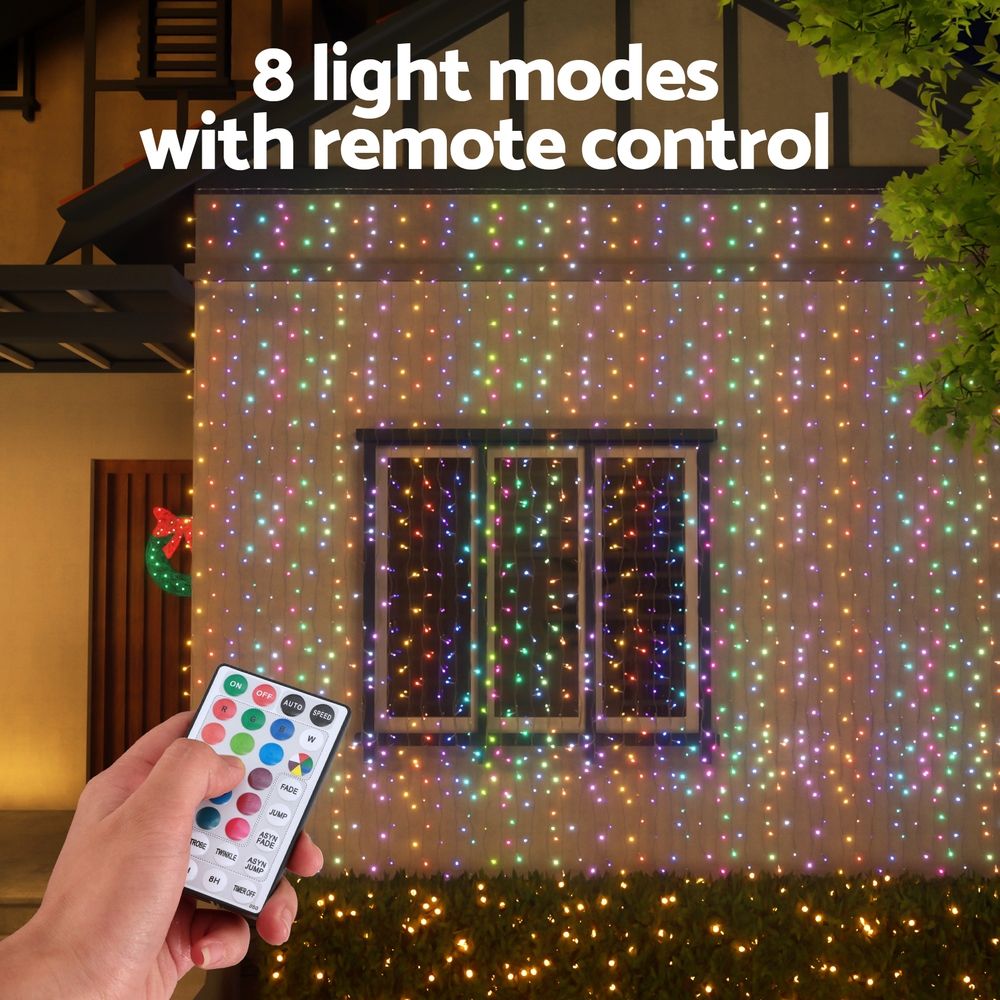 Jingle Jollys 6x3m Christmas Curtain Lights 960 LED RGB Remote Hanging Fairy Backdrop — image 5
