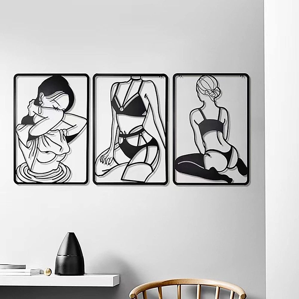 3pc Modern Metal Wall Art Decor Abstract Minimalist Decoration — image 3
