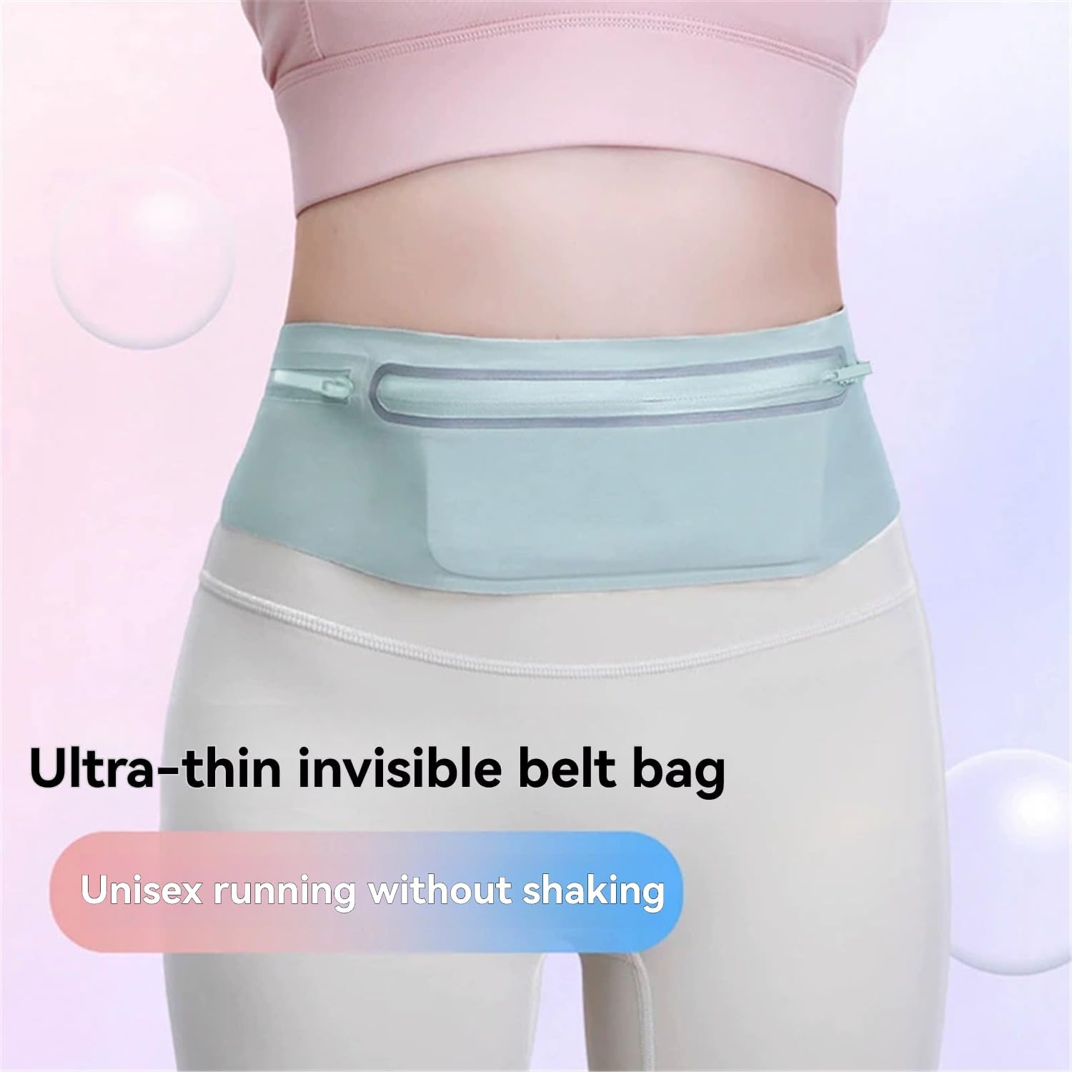 Waterproof Sports Waist Pack with 3 Zippered Compartments for Running, Gym, Hiking - Adjustable 55-120cm Belt, Fits 7.5" Phones - Black, Pink, Grey, Sky Blue — image 5