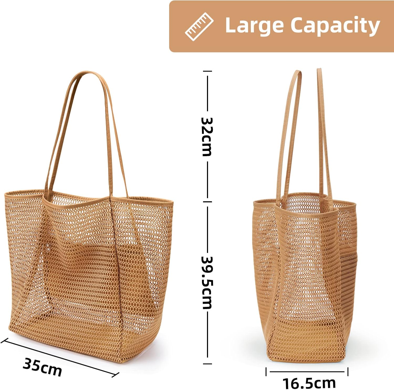 Oversized Beach Tote Bag, Semi Mesh Tote Bag Foldable MAX 35L Laundry Tote Bag For Beach Picnic Laundry Vacation โ image 5