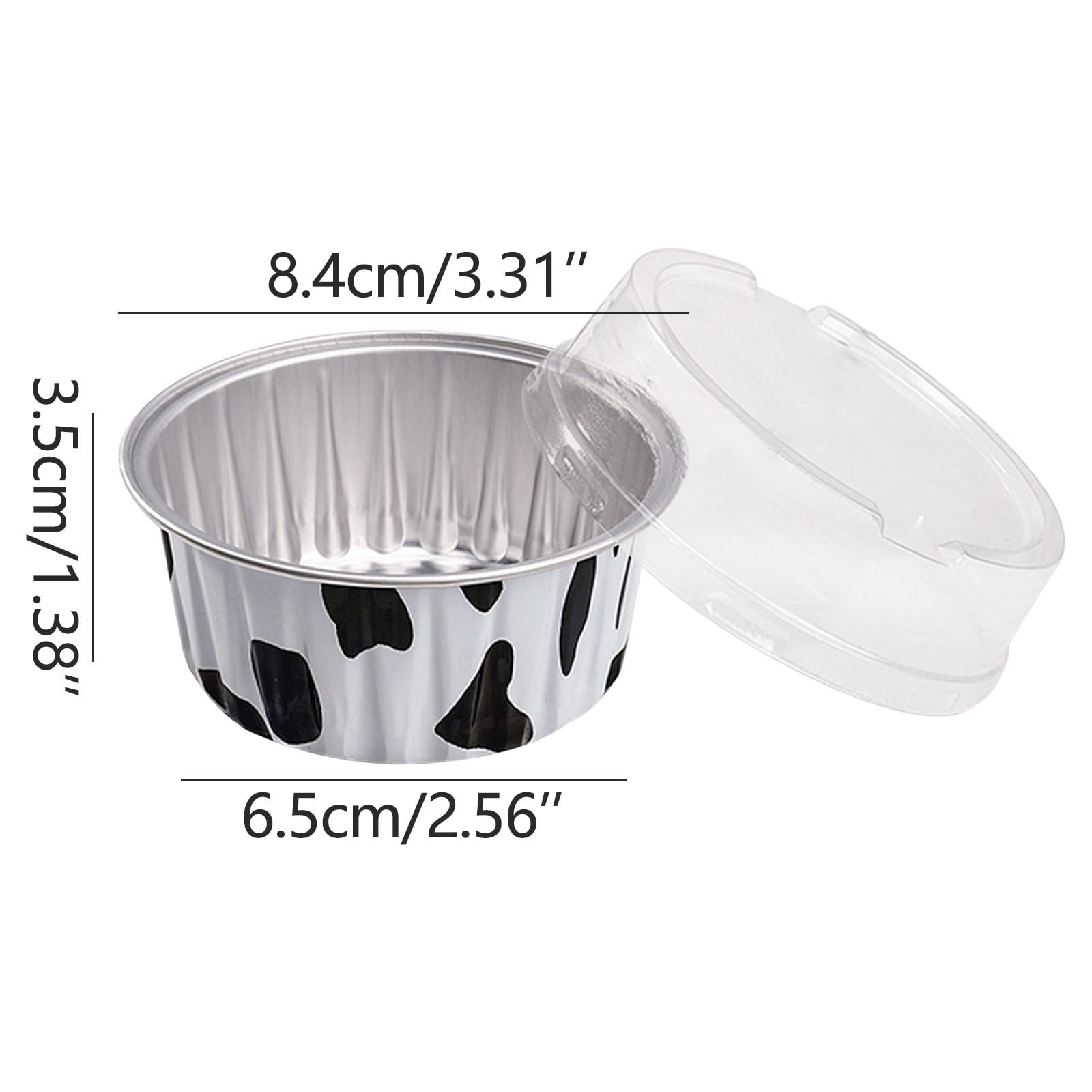 20 Pack Aluminum Foil Baking Cups with Lids, reusable round pudding and cake molds heat resistant to 250 C for oven microwave and barbecue, White — image 3