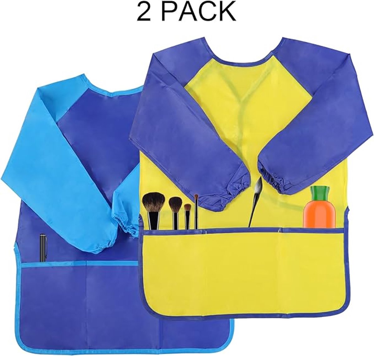 2-pack children's aprons - waterproof aprons for boys/girls - craft aprons for children - with sleeves and pockets (38 * 55 cm) โ image 6