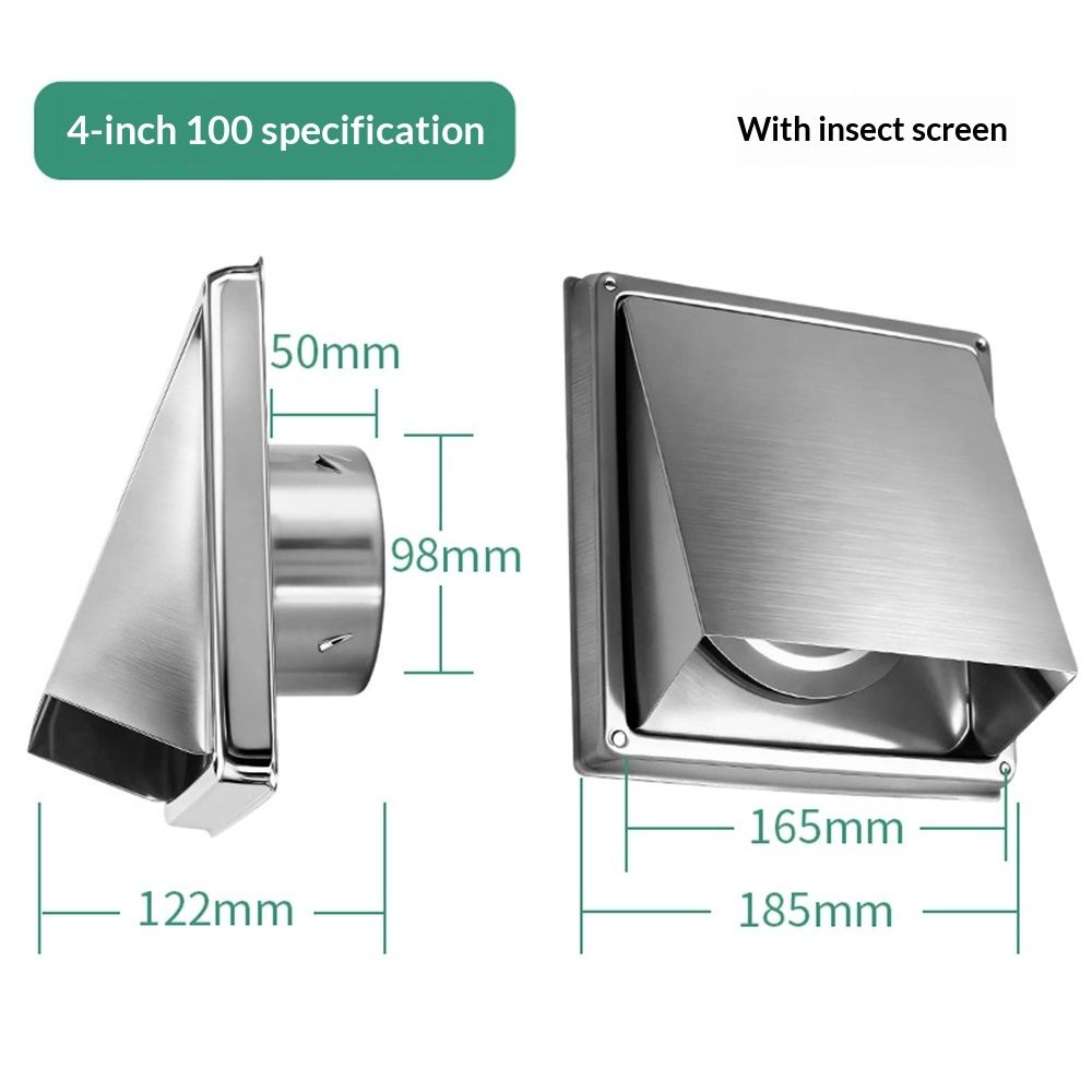 4" Outdoor Dryer Vent Cover – Stainless Steel Wall Vent Hood with Gravity Flap – Weatherproof Exterior Exhaust Fan Cover for Home & Commercial Use – Pest & — image 5