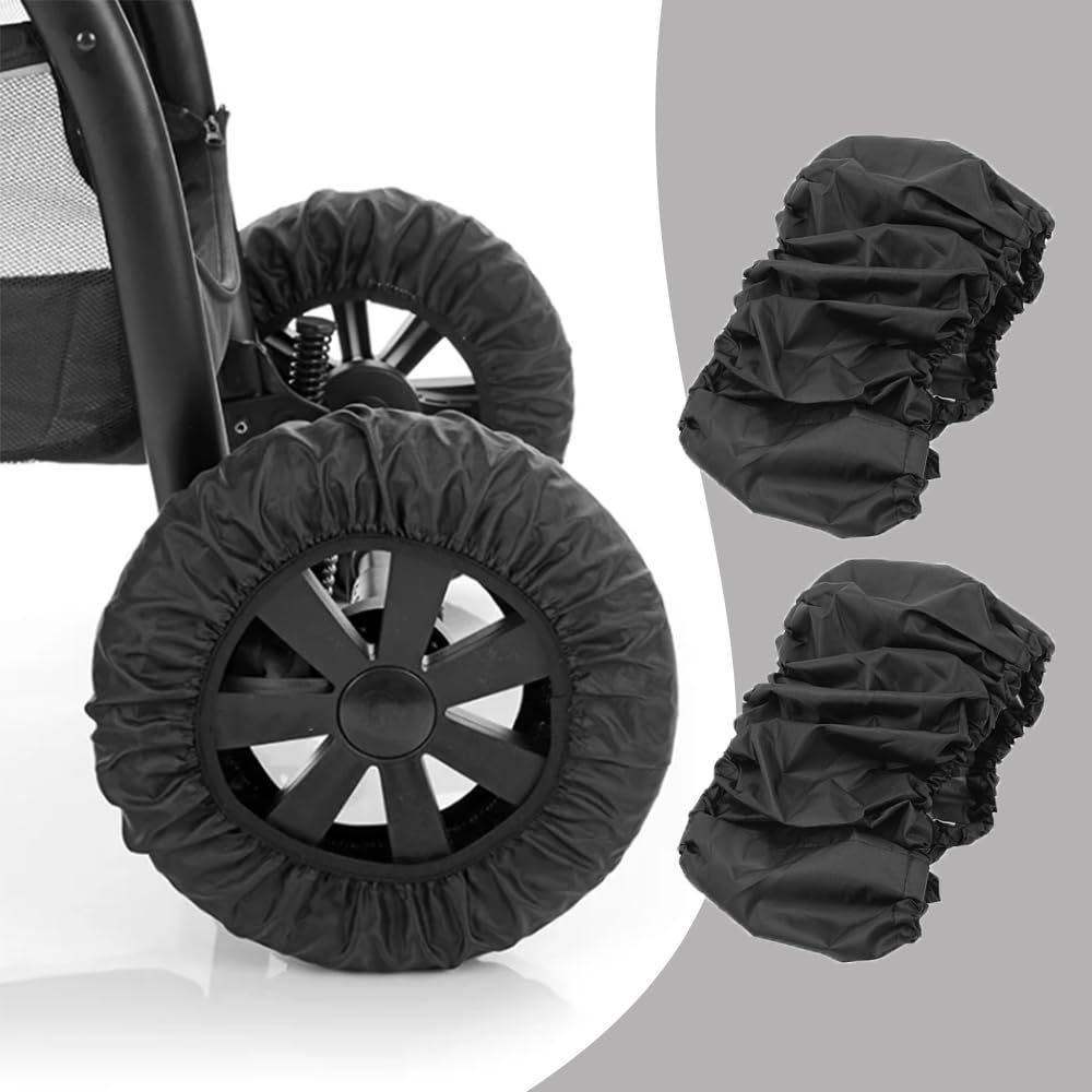 4Pcs Baby Stroller Wheel Cover, Dustproof Kid Baby Wheelchair Protector Pushchair Wheel Cover Stroller Accessory (2Pcs M + 2 Pcs L) β image 2