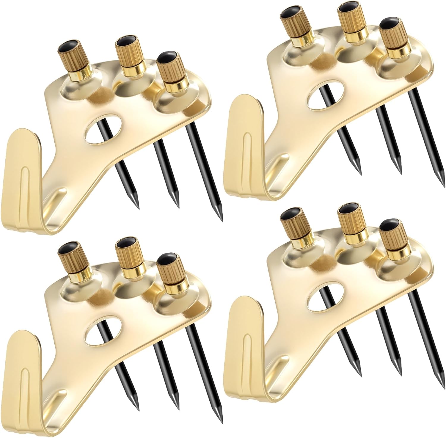 4 Packs Heavy Duty Picture Hanger Kits, 4pcs 100 lbs Photo Hangers Hooks with 12pcs Nails, Mirror Picture Painting Clock Hanging Hardware Tools for Wooden Dry