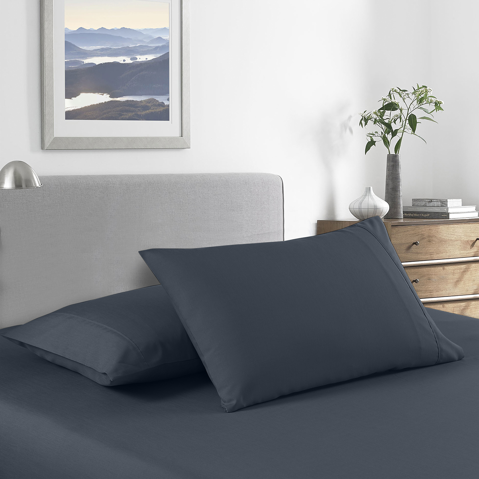 Royal Comfort 2000 Thread Count Bamboo Cooling Sheet Set Ultra Soft Bedding - Single - Charcoal — image 3