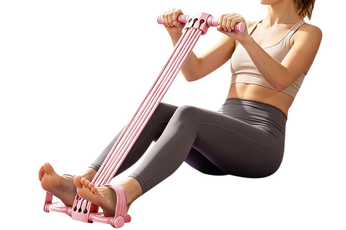 Pedal Resistance Band with Handles Adjustable Detachable Multifunction Pedal Resistance Band for Abs Arms Waist Legs Home Fitness - Pink โ image 2
