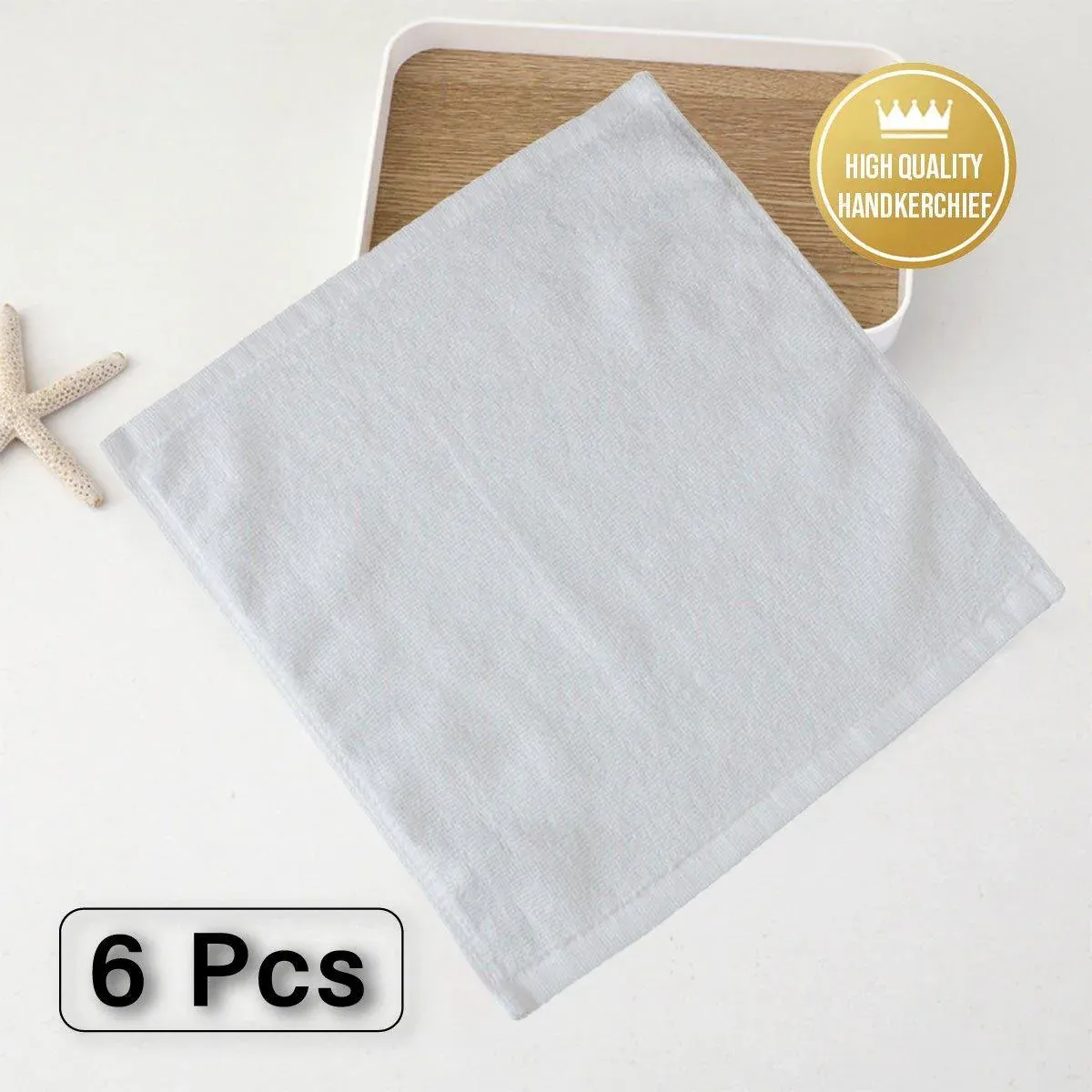 6PCS Hotel Cotton Face Towel White Soft Square Cloth Beauty Salon KTV Thick Wash - 32x32cm-Pearl satin-60g — image 2