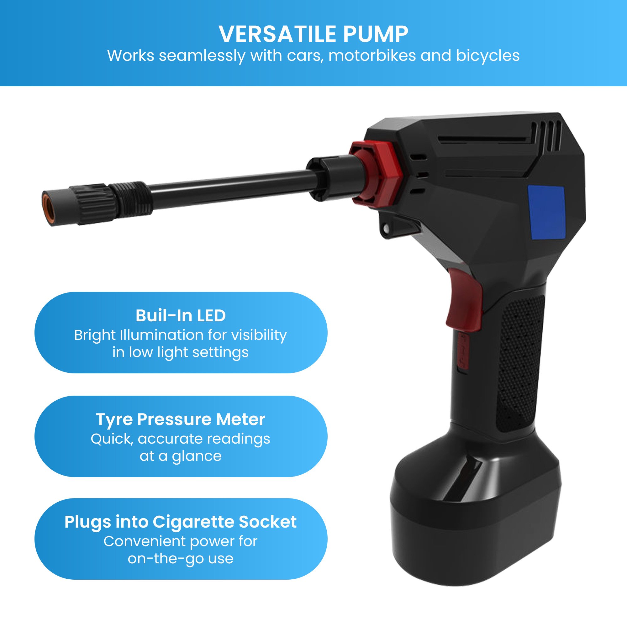 MEC Maxim ATP 12V Tyre Pump Portable Electric Car Tyre Air Pump with LED Light Digital Pressure Metre — image 4