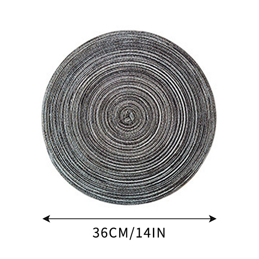 Round Placemats Set of 4, Cotton Woven Placemat Heat-Resistant Non-Slip Washable Table Mats for Dining Table 14 Inch, Blue Gray — image 3