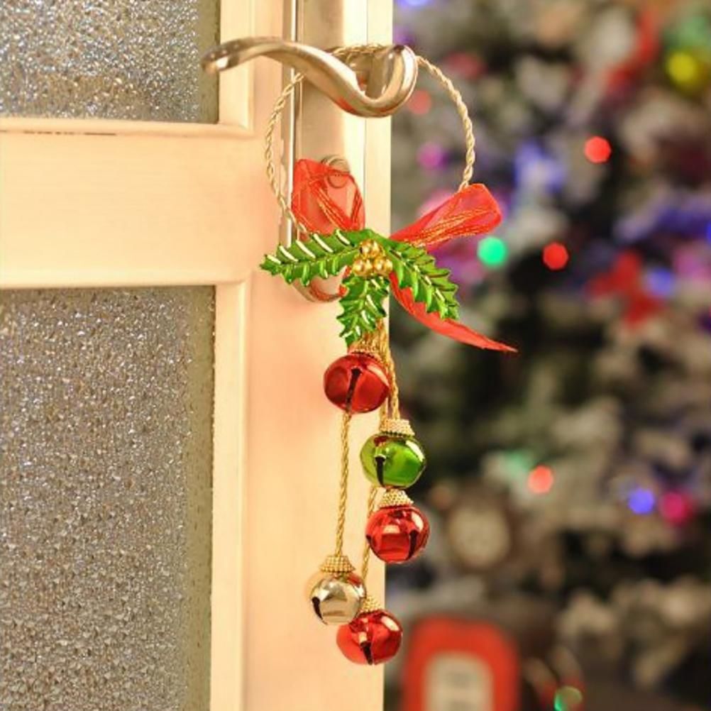 Christmas Ornaments with Bow Christmas Metal Bell Hanging Pendant Xmas Tree Door Hanger โ image 3