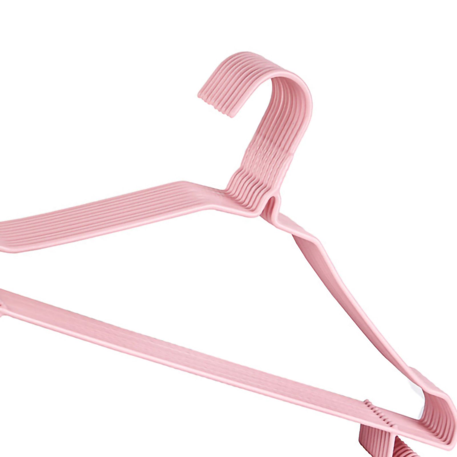 10Pcs Seamless Clothes Hanger Wet Dry Use Anti Deformation Anti Slip Colored Clothes Hangers for Home Dorm Nordic Powder 38cm — image 2