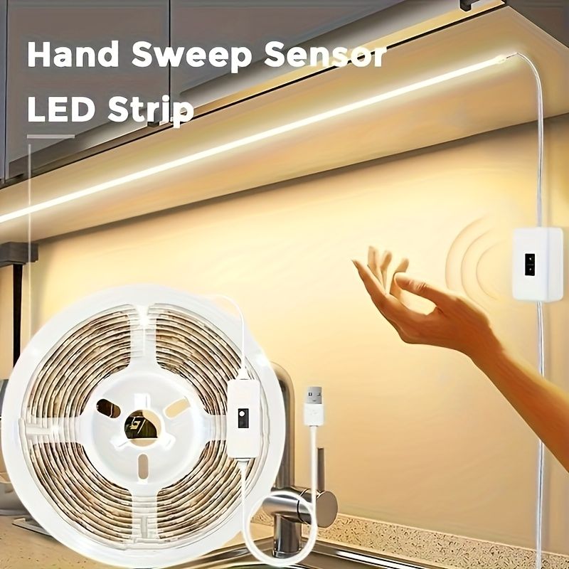 10ft-32.8ft USB-Powered Motion Sensor LED Strip Lights, Automatic Sensing Switch, White & Warm Light, Ideal for Stairs, Closets, Kitchens, Bedrooms, and — image 5