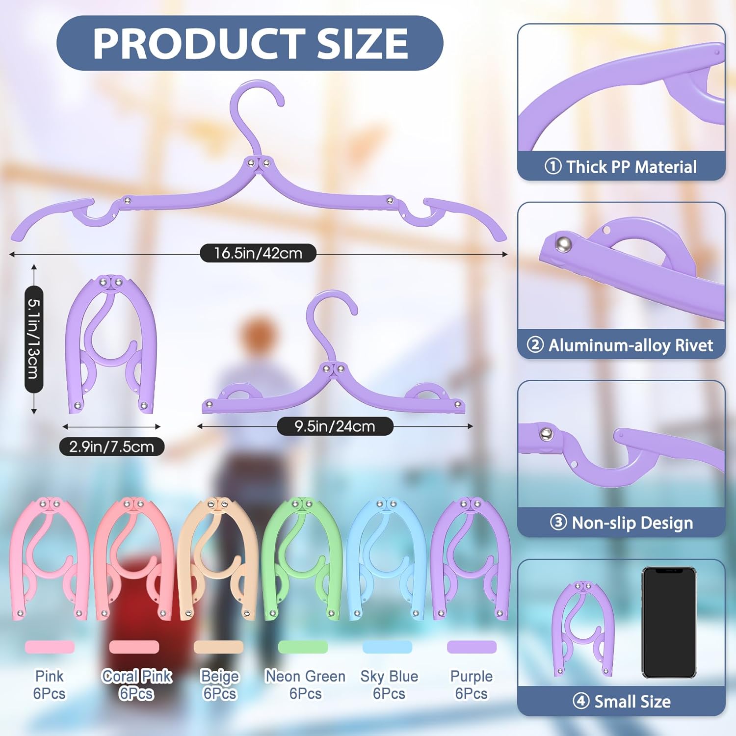 15Pcs Black and 36Pcs Multi Travel Hangers Portable Foldable,Plastic Cruise Ship Essentials Travel Accessories Folding Clothes Hangers Clothes Drying Rack for — image 5