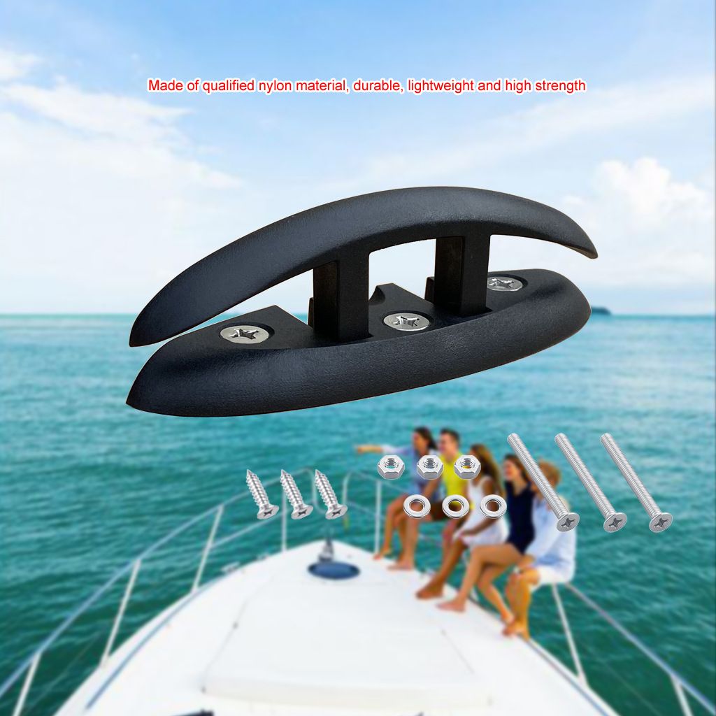 Folding Flip Up Cleats, Boat Marine Dock Cleat with Mouting Screws for Boat Mini Tugboat Yachts Black Nylon