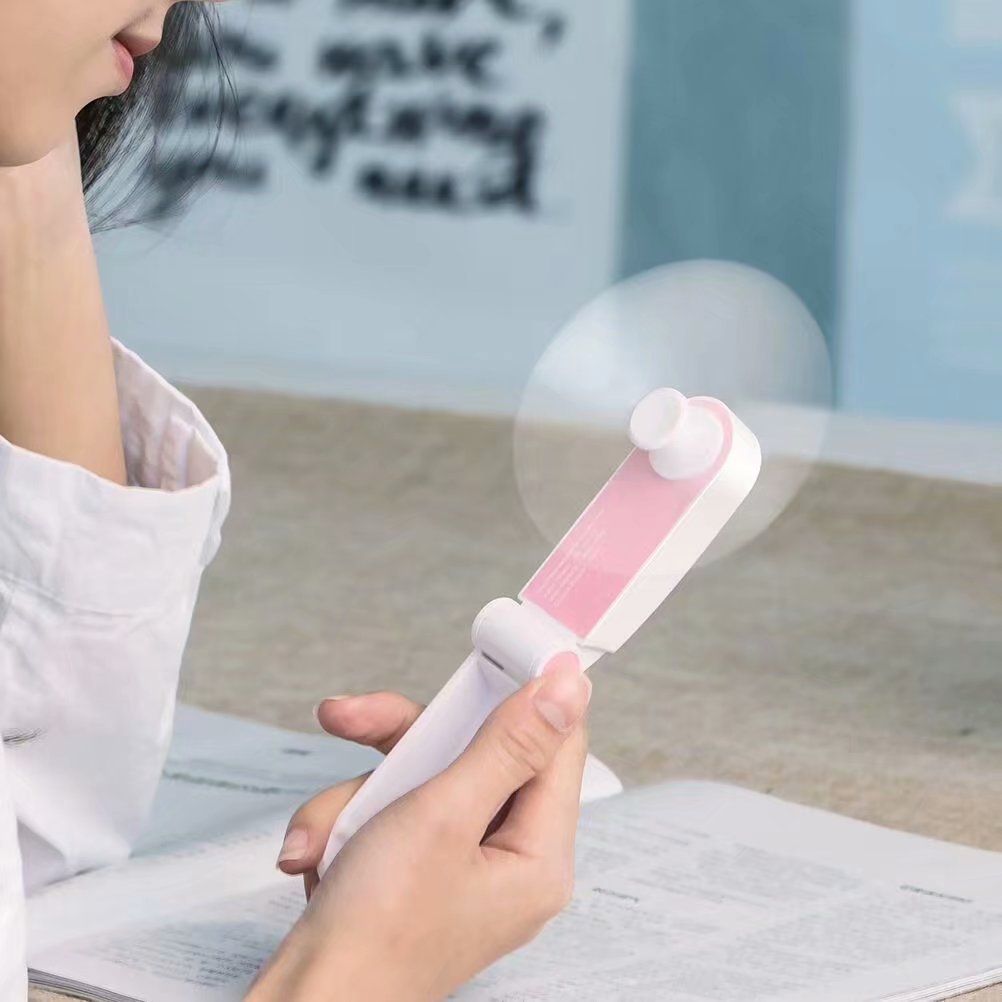 2 pcs Personal Handheld Fan, Mini Portable Pocket Fan, Little Folding Fans USB Rechargeable for Woman Girls Makeup Outdoor Travel — image 3
