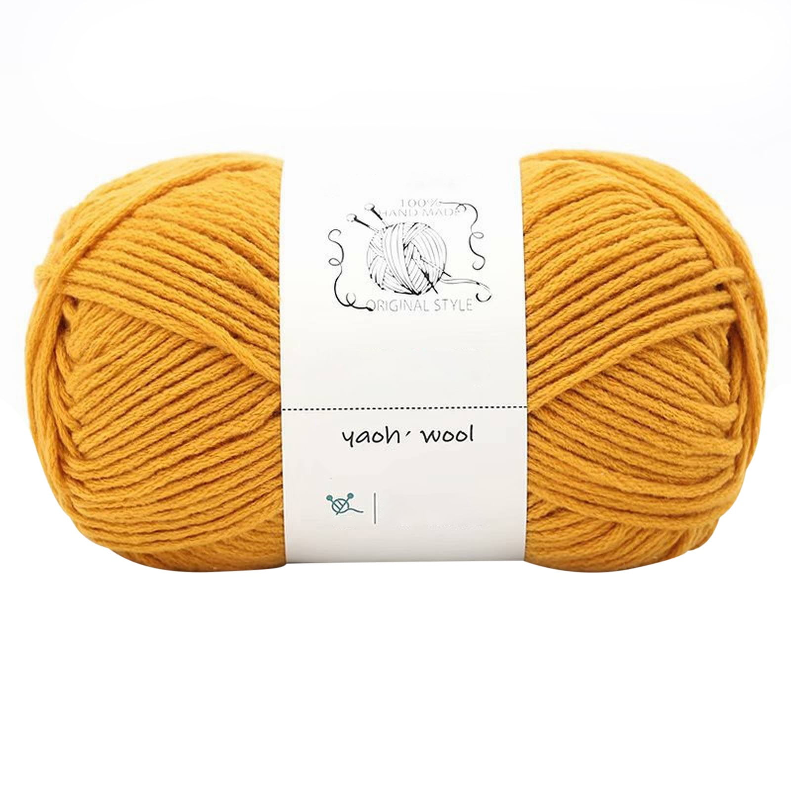 1 Pack 100 g Cotton Crochet Yarn, Soft Hand Knitting Yarn for Sweaters, Scarves, Cushions and DIY Crafts, autumn yellow