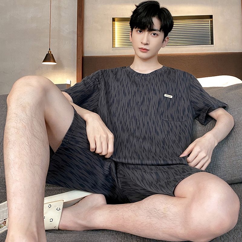 Shelofei Men Summer Cotton Pajama Set Short Sleeve DF93026 XXXL โ image 3