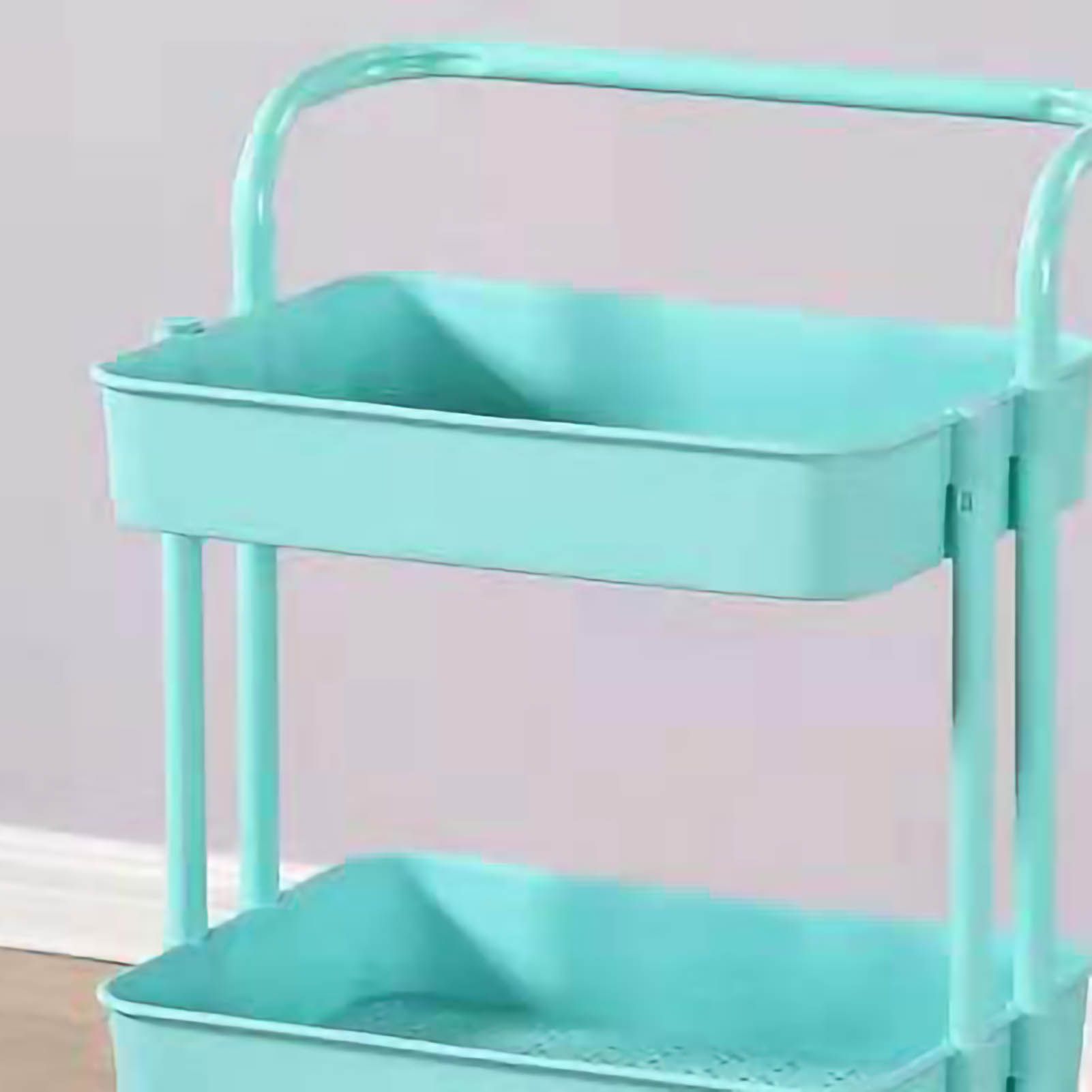 Heavy Duty 3 Tier Utility Rolling Cart Stylish Multifunctional Storage Organizer for Kitchen Bathroom Living Room Blue — image 2