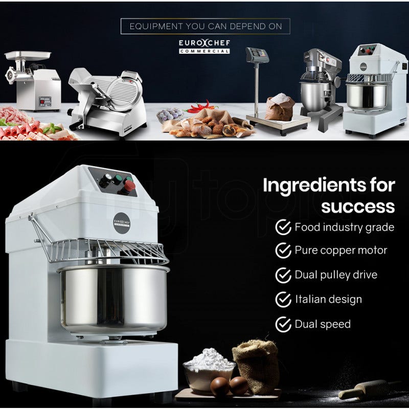 EUROCHEF 30L Spiral Dough Mixer Commercial Machine Bakery Bread Kneader Litre Small โ image 2