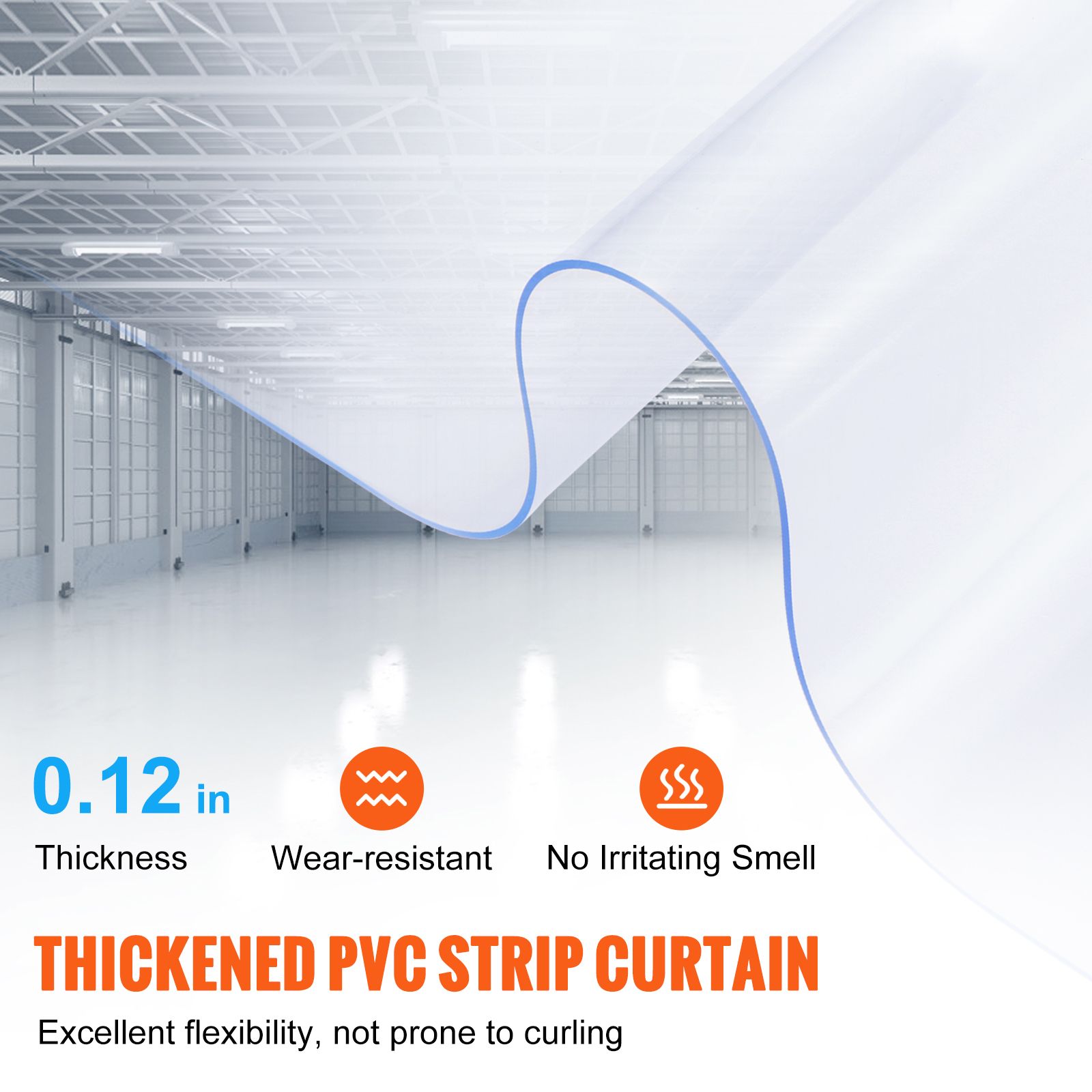 Strip Curtain, 3048 cm L x 30.5 cm W x 3 mm Thickness, Clear PVC Smooth Curtain Strip Door Bulk Roll, Plastic Door Strips for Doorway of Supermarket, Garage — image 2