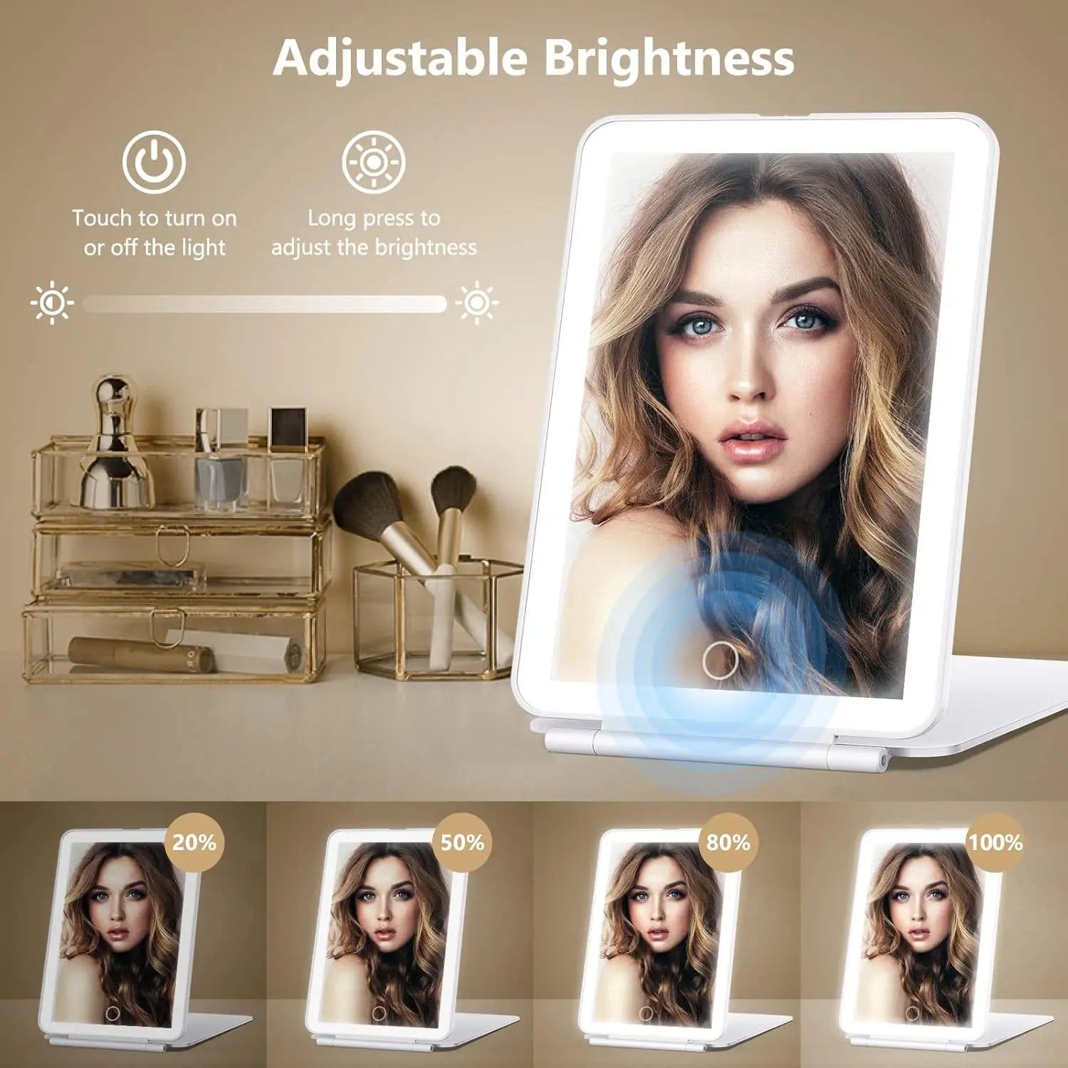 LED Travel Makeup Mirror 3 Light Modes USB — image 5