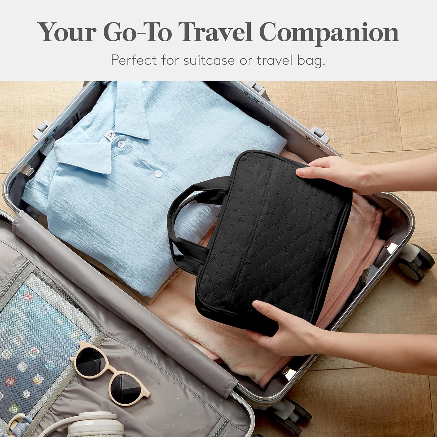 Hanging Toiletry Bag for Women & Men, 4.1L Makeup Bag for Travel Size Essentials, Cosmetic Case with Multiple Pockets and Handles, Black — image 6