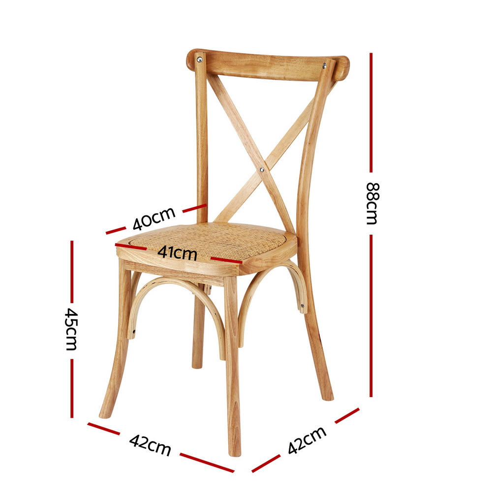 Artiss 4x Dining Chairs Rattan Wooden Kitchen Accent Chair Cafe Lounge Rubber Wood โ image 2