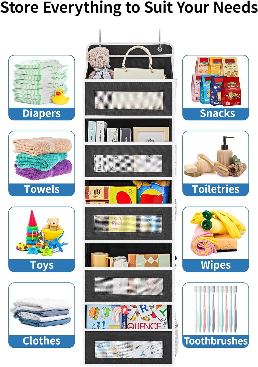Wall-mounted doll rack with hooks, multi-functional storage rack, pink dolls, can be hung on a door — image 6