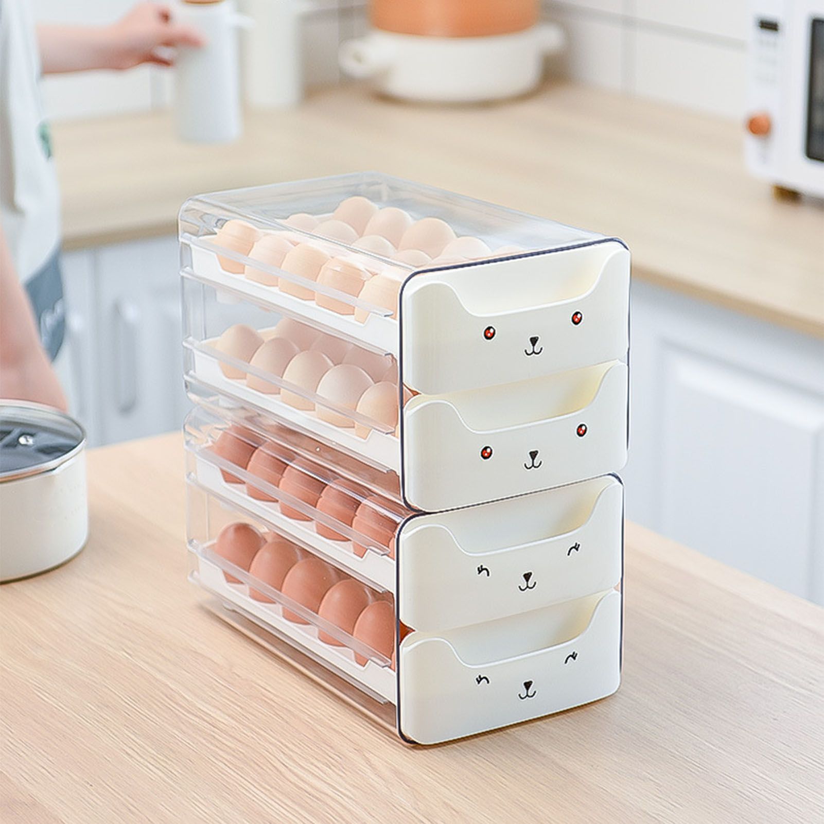 Double Layer Egg Drawer Transparent Lengthen Independent Slot Egg Holder Egg Storage Container for Refrigerator White โ image 6