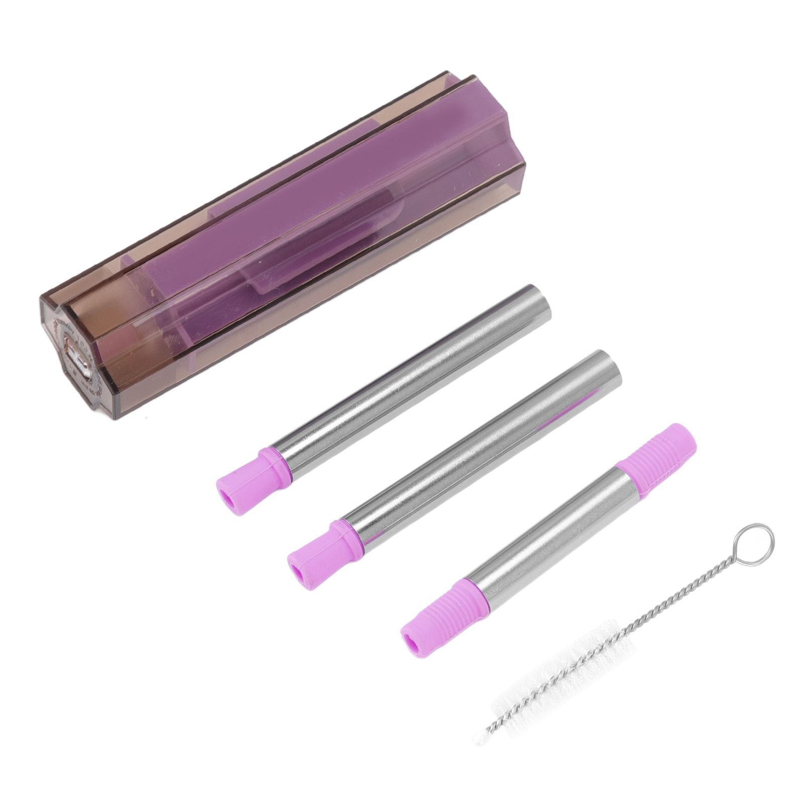 Collapsible Straw Stainless Steel Portable Easy to Clean Foldable Straw with Cleaning Brush for Home Office Outdoor Purple โ image 3