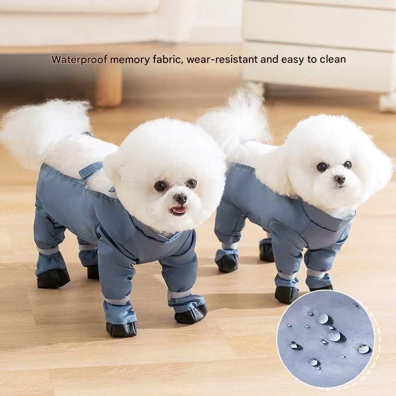 Grey XL size Pet Waterproof Full-Body Dust-Proof Pants with Belly Coverage - Adjustable Straps, 4-Leg Protection for Small Dogs, Easy Clean Outdoor Wear — image 5